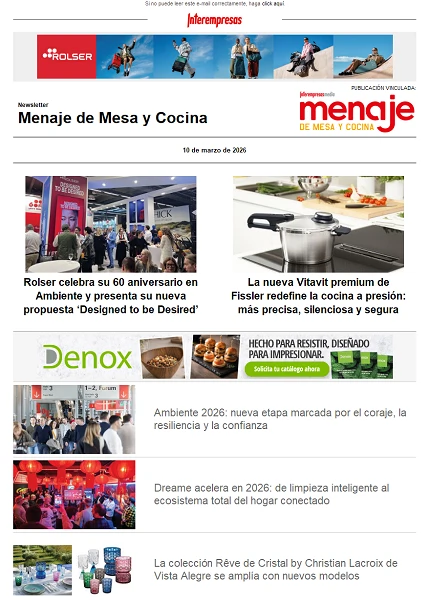 Newsletter Menaje de Mesa y Cocina