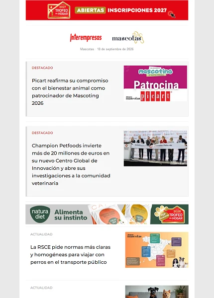 Newsletter Mascotas