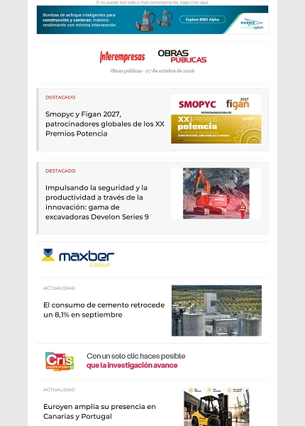 Newsletter Obras públicas