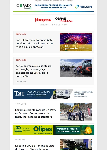 Newsletter Obras públicas