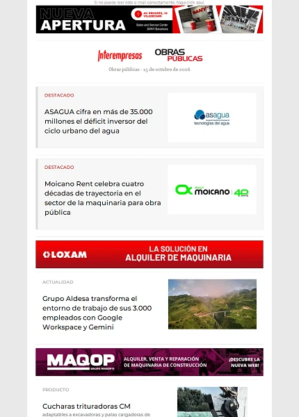 Newsletter Obras públicas