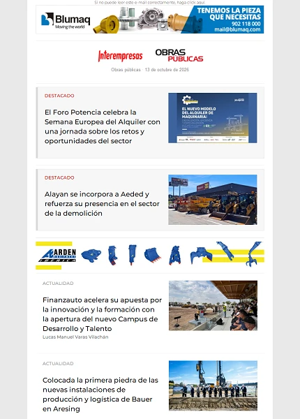 Newsletter Obras públicas Newsletter Obras públicas