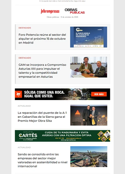 Newsletter Obras públicas