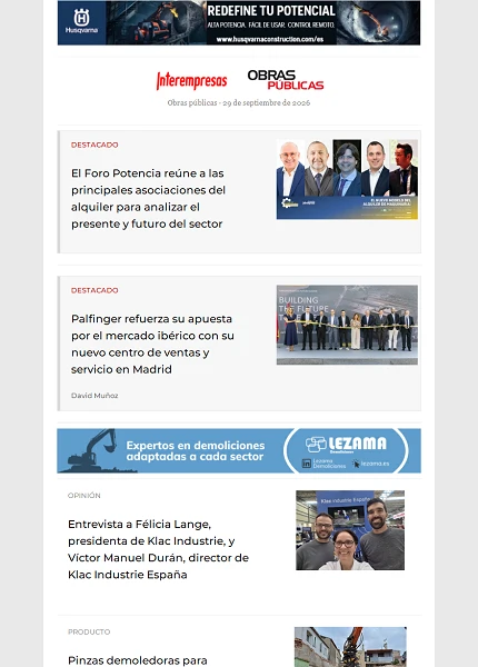 Newsletter Obras públicas Newsletter Obras públicas