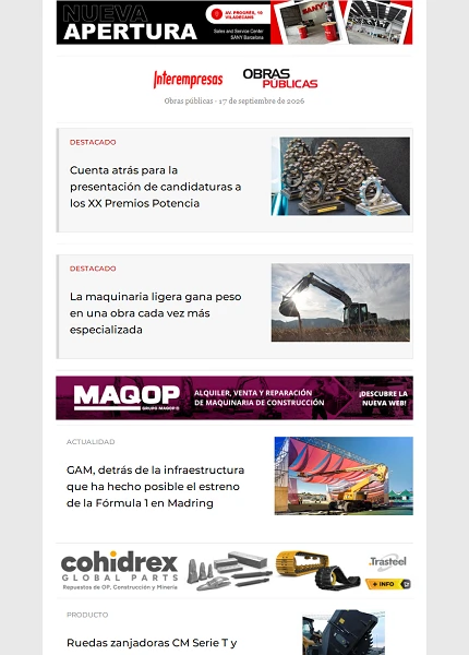 Newsletter Obras públicas Newsletter Obras públicas