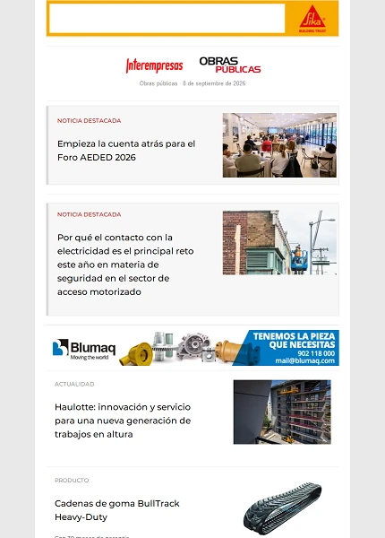 Newsletter Obras públicas Newsletter Obras públicas