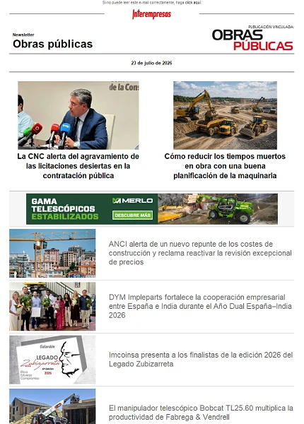 Newsletter Obras públicas Newsletter Obras públicas