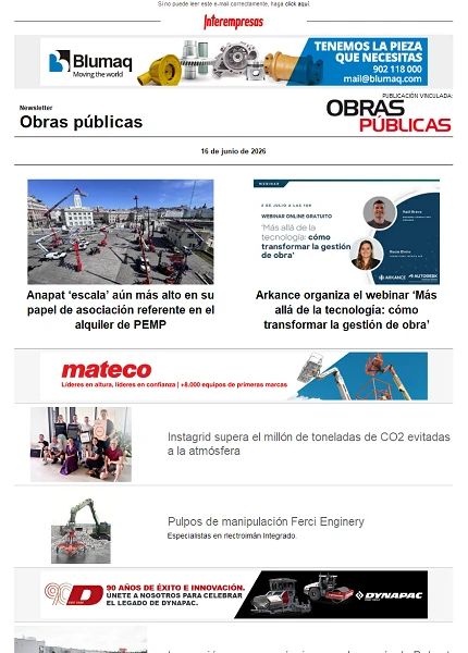 Newsletter Obras públicas Newsletter Obras públicas