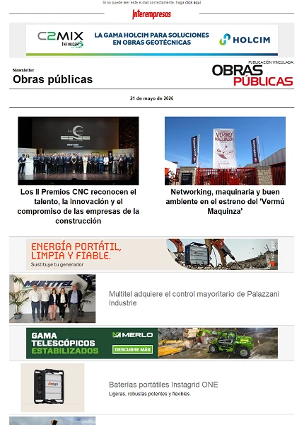 Newsletter Obras públicas