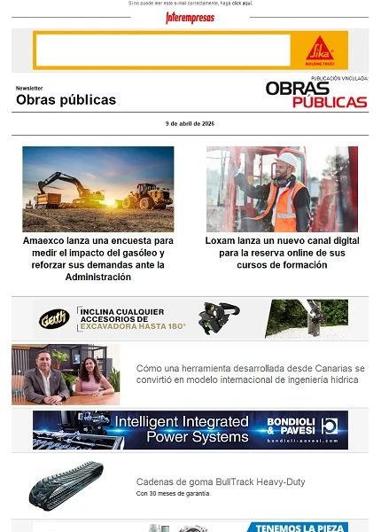 Newsletter Obras públicas