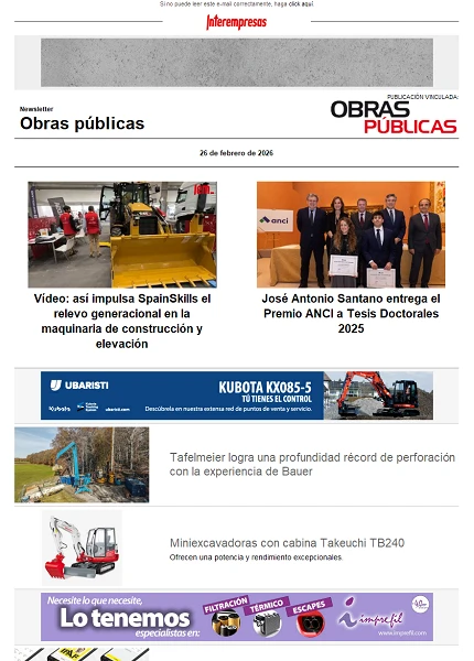 Newsletter Obras públicas Newsletter Obras públicas