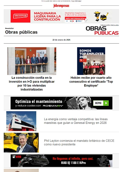 Newsletter Obras públicas