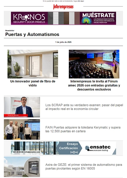 Newsletter Puertas y Automatismos Newsletter Puertas y Automatismos