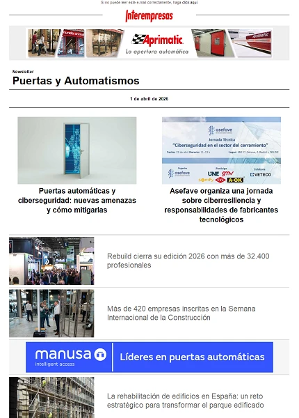Newsletter Puertas y Automatismos