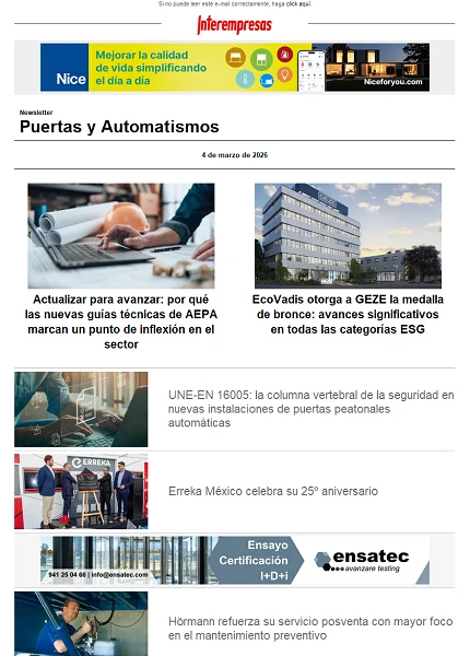 Newsletter Puertas y Automatismos