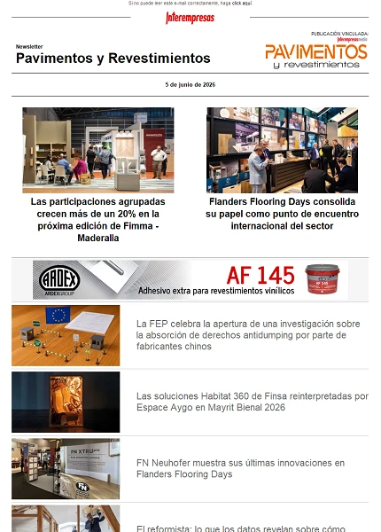 Newsletter Pavimentos y Revestimientos