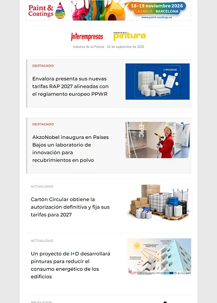Newsletter Industria de la Pintura