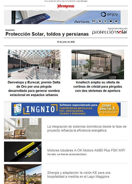 Newsletter Protección Solar, Toldos y Persianas Newsletter Protección Solar, Toldos y Persianas