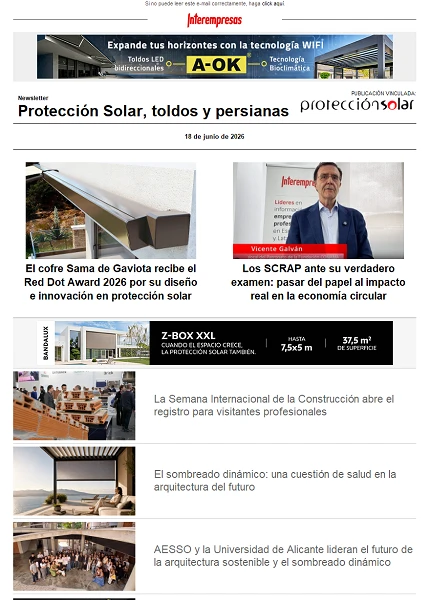 Newsletter Protección Solar, Toldos y Persianas Newsletter Protección Solar, Toldos y Persianas