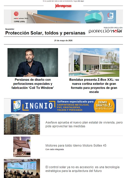 Newsletter Protección Solar, Toldos y Persianas