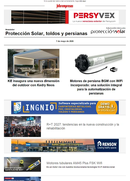 Newsletter Protección Solar, Toldos y Persianas