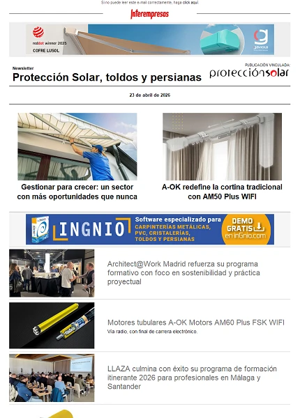 Newsletter Protección Solar, Toldos y Persianas