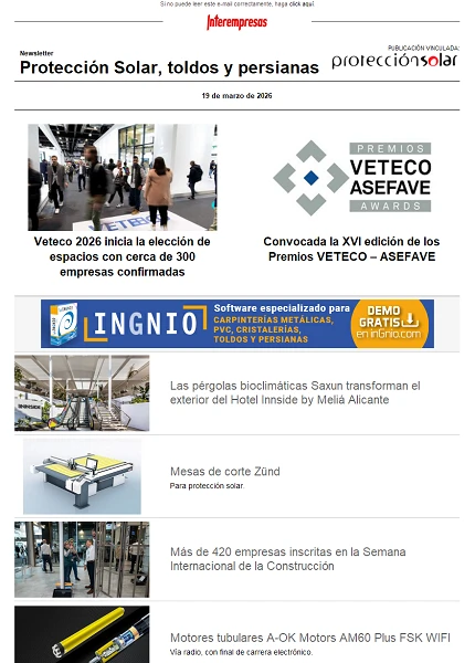 Newsletter Protección Solar, Toldos y Persianas