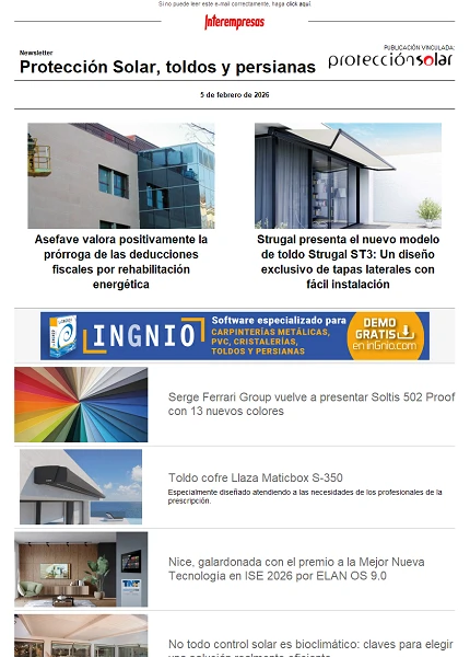 Newsletter Protección Solar, Toldos y Persianas