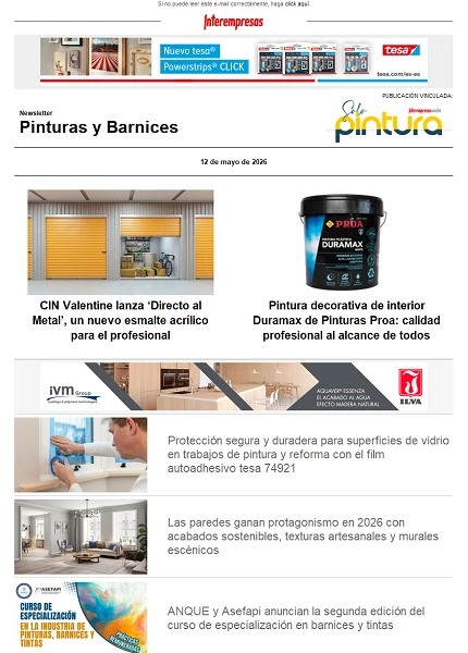 Newsletter Pinturas y Barnices Newsletter Pinturas y Barnices