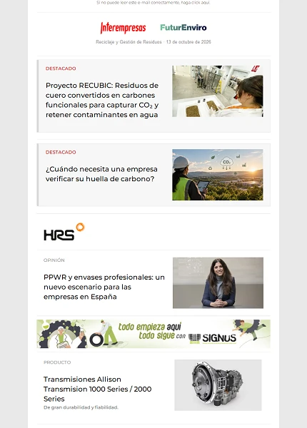 Newsletter Reciclaje y Gestión de Residuos Newsletter Reciclaje y Gestión de Residuos