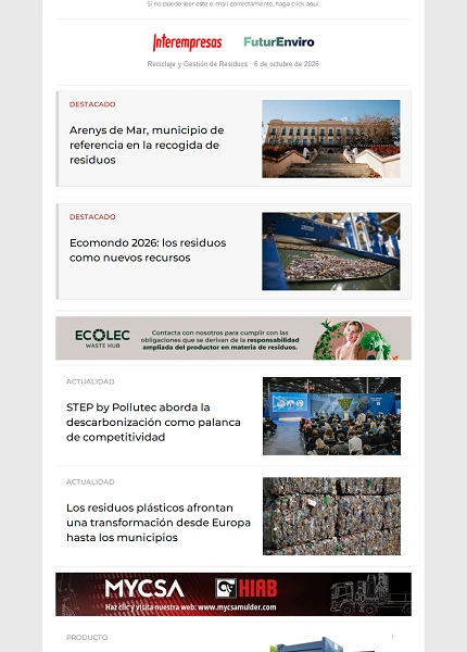 Newsletter Reciclaje y Gestión de Residuos Newsletter Reciclaje y Gestión de Residuos