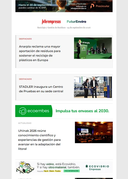 Newsletter Reciclaje y Gestión de Residuos Newsletter Reciclaje y Gestión de Residuos