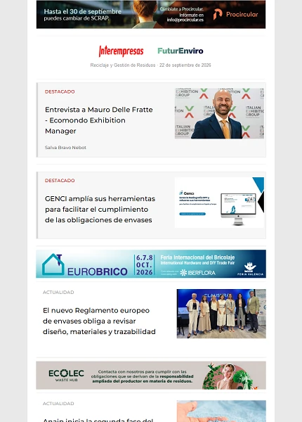 Newsletter Reciclaje y Gestión de Residuos Newsletter Reciclaje y Gestión de Residuos