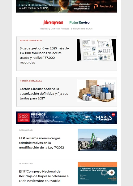 Newsletter Reciclaje y Gestión de Residuos