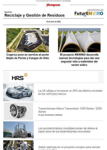 Newsletter Reciclaje y Gestión de Residuos Newsletter Reciclaje y Gestión de Residuos