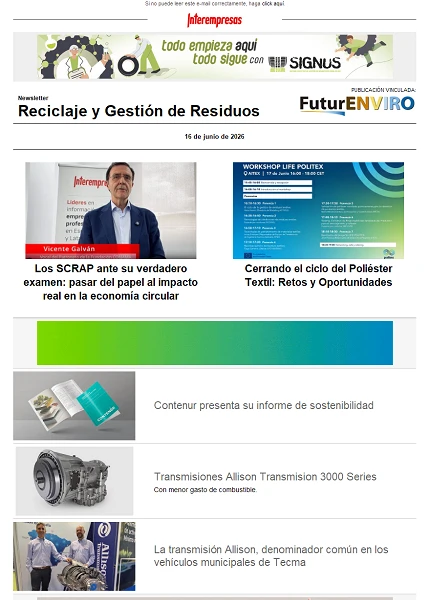 Newsletter Reciclaje y Gestión de Residuos Newsletter Reciclaje y Gestión de Residuos