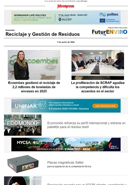 Newsletter Reciclaje y Gestión de Residuos Newsletter Reciclaje y Gestión de Residuos