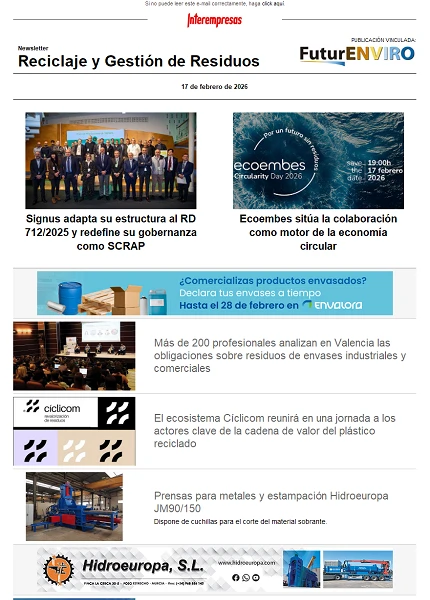 Newsletter Reciclaje y Gestión de Residuos