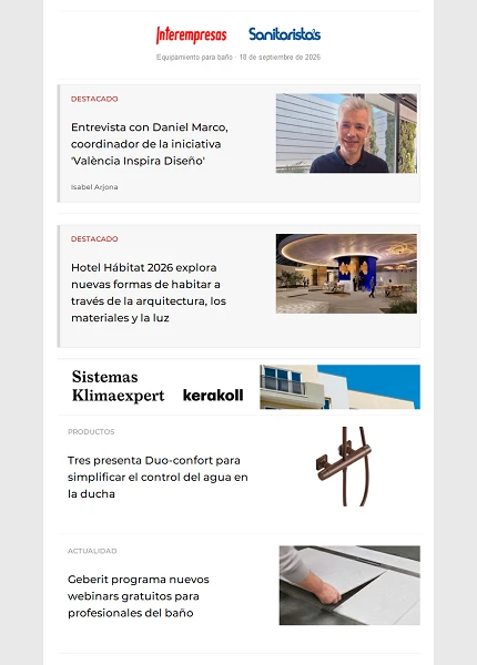 Newsletter Equipamiento para baño