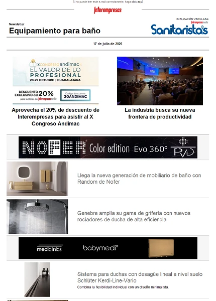 Newsletter Equipamiento para baño Newsletter Equipamiento para baño
