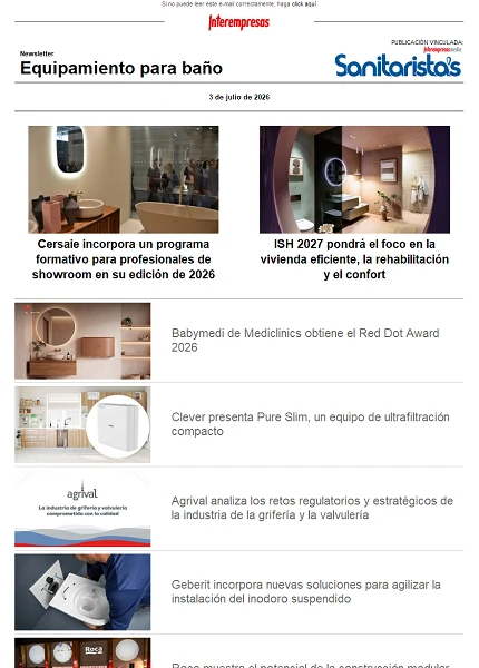 Newsletter Equipamiento para baño