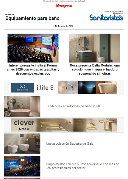 Newsletter Equipamiento para baño Newsletter Equipamiento para baño