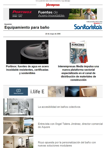 Newsletter Equipamiento para baño Newsletter Equipamiento para baño