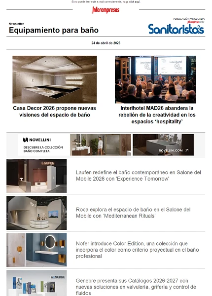 Newsletter Equipamiento para baño