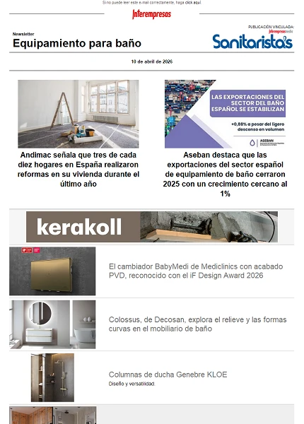 Newsletter Equipamiento para baño Newsletter Equipamiento para baño