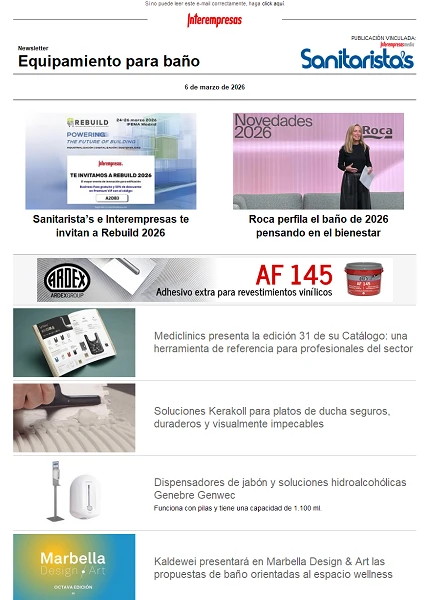 Newsletter Equipamiento para baño