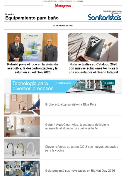 Newsletter Equipamiento para baño