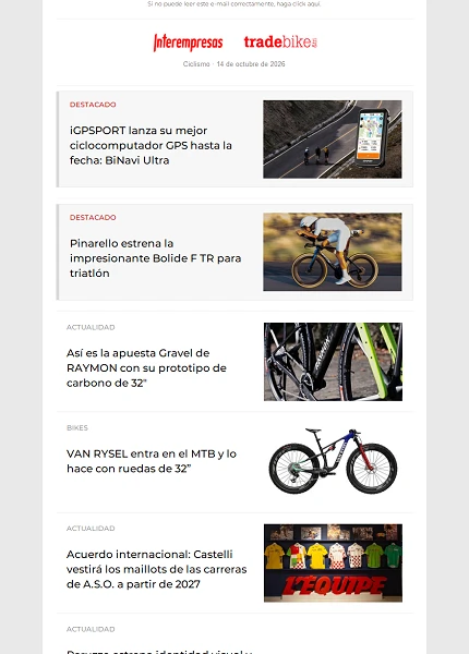 Newsletter TradeBike Newsletter TradeBike