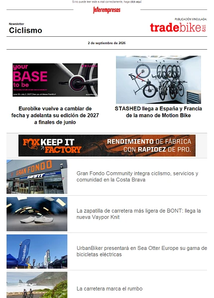 Newsletter TradeBike Newsletter TradeBike