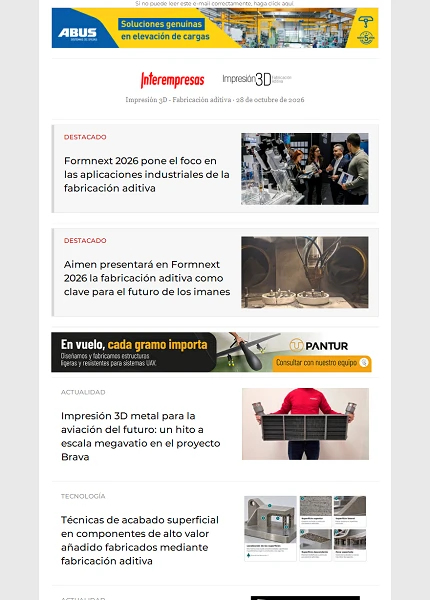 Newsletter Impresión 3D / Fabricación aditiva